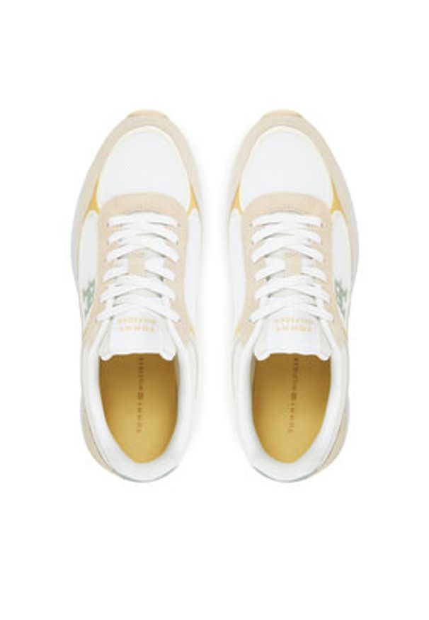 TOMMY HILFIGER - Tommy Hilfiger Sneakersy Casual Fashion Runner Mix FW0FW08324 Beżowy. Okazja: na co dzień. Kolor: beżowy. Materiał: materiał
