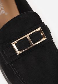 Born2be - Czarne Mokasyny z Prostokątną Metaliczną Ozdobą Aeleorane. Okazja: na co dzień. Kolor: czarny. Materiał: jeans. Wzór: aplikacja. Styl: casual, klasyczny, elegancki #8