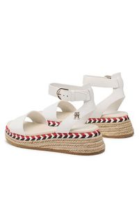 TOMMY HILFIGER - Tommy Hilfiger Espadryle Low Wedge Sandal FW0FW07080 Biały. Kolor: biały. Materiał: skóra #2