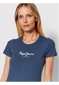 Pepe Jeans T-Shirt New Virgina PL505202 Granatowy Slim Fit. Kolor: niebieski. Materiał: bawełna #5