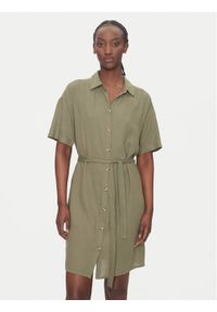 Vero Moda Sukienka koszulowa Thea 10333791 Zielony Loose Fit. Kolor: zielony. Materiał: len. Typ sukienki: koszulowe