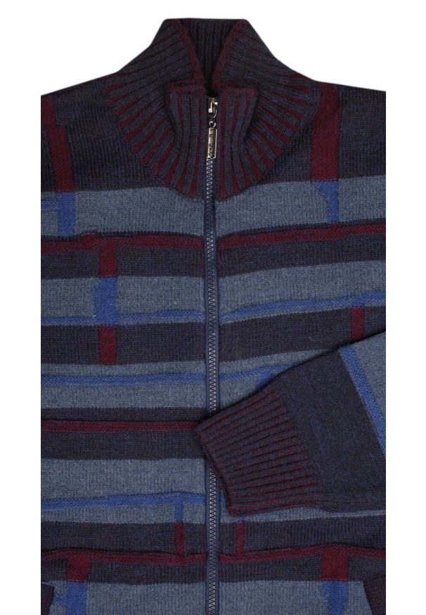 Trikko - Sweter Wełniany Granatowo-Niebieski Rozpinany z Wysokim Dekoltem na Zamek, Ciepły -TRIKKO. Kolor: niebieski. Materiał: akryl, wełna. Sezon: zima, jesień. Styl: elegancki