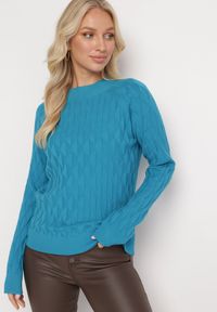 Born2be - Niebieski Klasyczny Sweter z Półgolfem Nordda. Kolor: niebieski. Materiał: bawełna. Styl: klasyczny #2