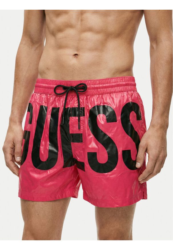 Guess Szorty kąpielowe F6GT03 WN322 Różowy Regular Fit. Kolor: różowy. Materiał: syntetyk