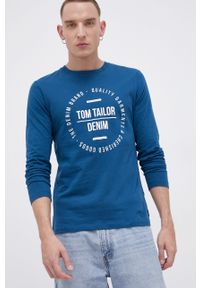 Tom Tailor Longsleeve bawełniany kolor turkusowy z nadrukiem. Kolor: turkusowy. Materiał: bawełna. Długość rękawa: długi rękaw. Wzór: nadruk #3