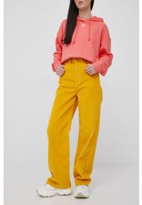 Levi's® - Levi's spodnie sztruksowe x SIMPSON damskie kolor żółty proste high waist. Okazja: na spotkanie biznesowe. Stan: podwyższony. Kolor: żółty. Materiał: sztruks. Styl: biznesowy