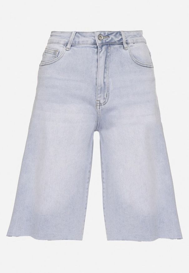 Born2be - Jasnoniebieskie Szorty Bawełniane Bermudy Jeansowe z Wyższym Stanem Tenacea. Okazja: na co dzień. Stan: podwyższony. Kolor: niebieski. Materiał: bawełna, jeans. Styl: elegancki, casual