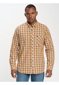 Big-Star - Koszula męska w kratę pomaraŅczowa Wermutiser 701. Typ kołnierza: button down. Kolor: pomarańczowy. Materiał: materiał, bawełna, tkanina. Wzór: haft, kratka. Styl: klasyczny, elegancki #5