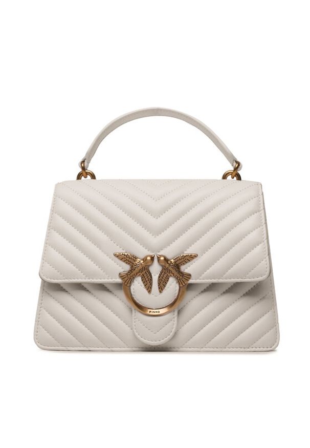 Pinko Torebka Love One Top Handle Classic Ligh PE 23 PLTT 100066 A0GK Biały. Kolor: biały. Materiał: skórzane