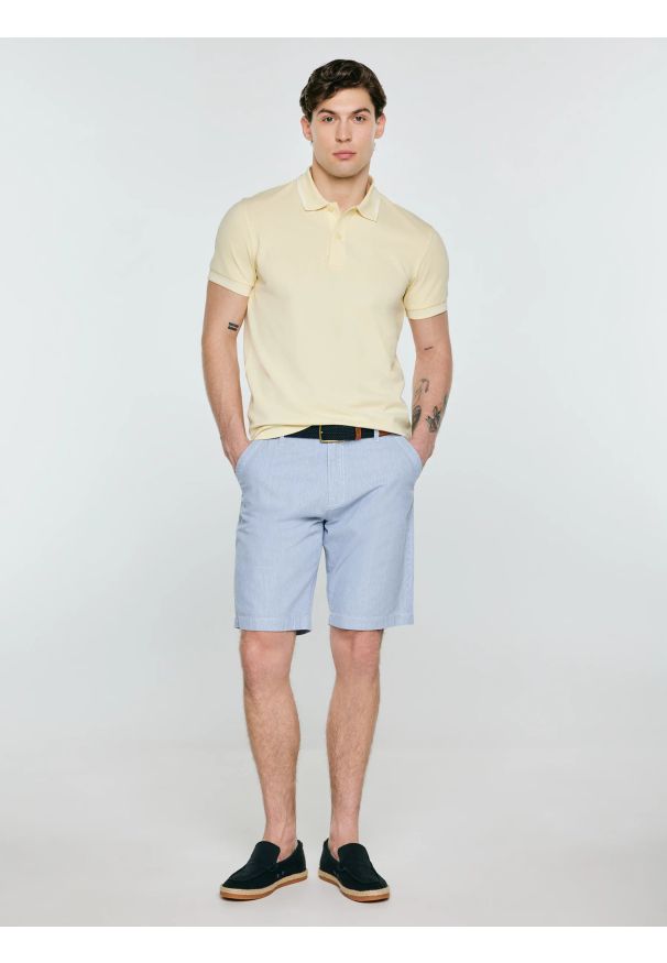 Big-Star - Koszulka męska polo żółta Wladym 200. Okazja: na co dzień. Typ kołnierza: polo. Kolor: żółty. Materiał: dzianina. Wzór: nadruk. Sezon: lato. Styl: klasyczny, casual