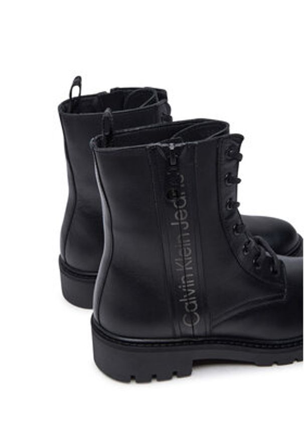 Calvin Klein Jeans Botki Combat Mid Laceup Zip Wn YW0YW01035 Czarny. Kolor: czarny. Materiał: skóra