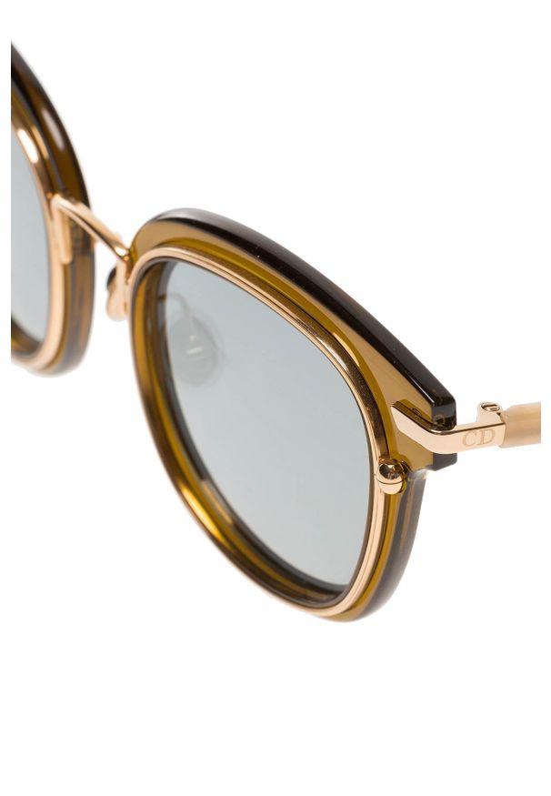 Dior - Brązowe okulary DIOR z motywem panterki. Kolor: brązowy. Wzór: motyw zwierzęcy