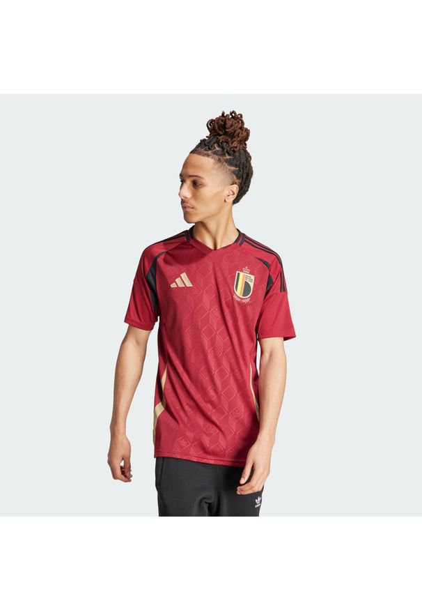 Adidas - Koszulka Belgium 24 Home. Kolor: czerwony, brązowy, wielokolorowy. Materiał: materiał. Sport: piłka nożna