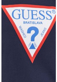 Guess - T-shirt Bratislava z kolekcji urodzinowej. Okazja: na urodziny. Kolor: niebieski. Materiał: bawełna, dzianina. Wzór: nadruk. Styl: casual #5