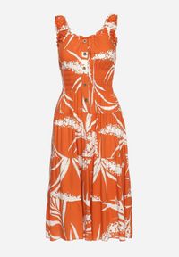Born2be - Pomarańczowa Wiskozowa Sukienka na Ramiączkach z Gumką w Pasie Oslifea. Kolor: pomarańczowy. Materiał: wiskoza. Długość rękawa: na ramiączkach. Sezon: lato #4