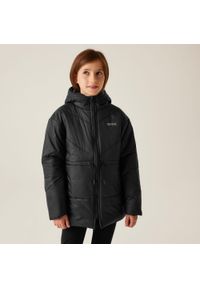 Kurtka z kapturem dla dziewcząt Regatta RKN159 RURIE. Typ kołnierza: kaptur. Kolor: czarny. Sport: turystyka piesza #1