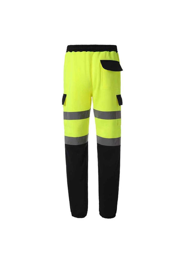YOKO - Męskie Spodnie Dresowe HiVis. Kolor: niebieski, żółty, wielokolorowy. Materiał: dresówka. Sport: turystyka piesza