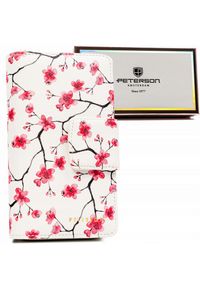 Portfel w kwiaty Peterson PTN 76116-F8 biały. Kolor: biały. Wzór: kwiaty. Materiał: skórzane