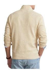 Ralph Lauren - RALPH LAUREN - Beżowa bluza z suwakiem z logo. Typ kołnierza: polo. Kolor: beżowy. Materiał: bawełna, dzianina #3