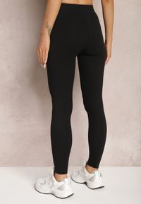 Renee - Czarne Bawełniane Legginsy Ocieplane z Naszywką Malonna. Stan: podwyższony. Kolor: czarny. Materiał: bawełna. Wzór: aplikacja #4