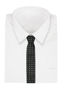 Alties - Krawat - ALTIES - Czarny w Białe Groszki. Kolor: czarny, biały, wielokolorowy. Materiał: tkanina. Wzór: grochy. Styl: elegancki, wizytowy