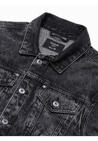 Ombre Clothing - Kurtka męska jeansowa katana - czarna V3 OM-JADJ-0123 - XXL. Kolor: czarny. Materiał: jeans. Styl: klasyczny #4