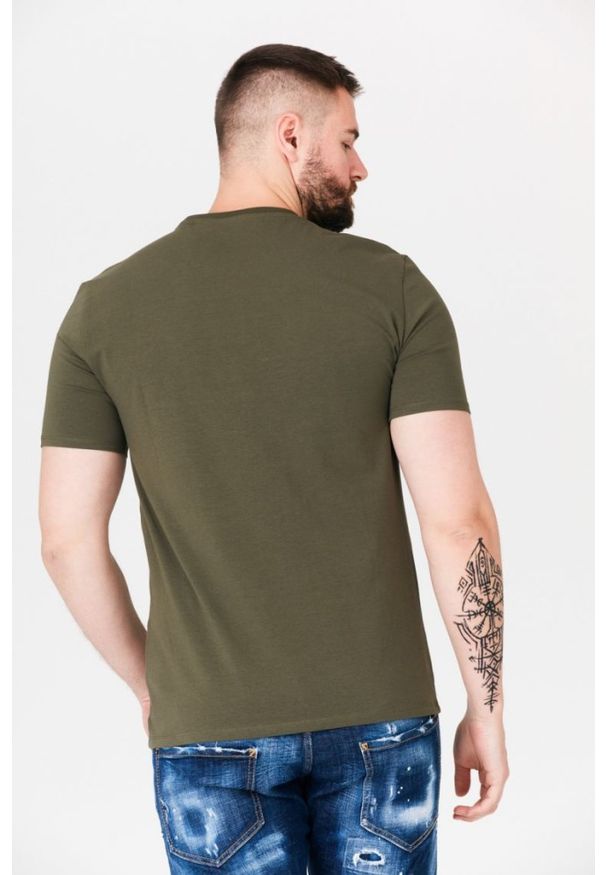 Guess - GUESS Oliwkowy t-shirt męski beachwear, Rozmiar S. Kolor: zielony