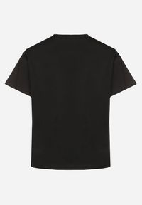 Born2be - Czarny T-shirt z Bawełny z Naszywką Kwiatu Firirene. Okazja: na co dzień. Kolor: czarny. Materiał: bawełna. Wzór: aplikacja, kwiaty. Styl: elegancki, casual #6