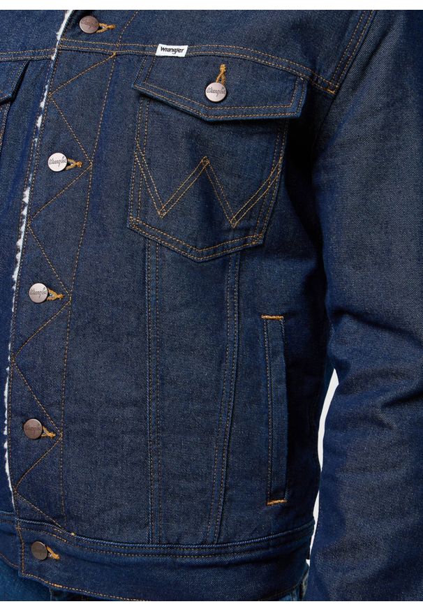 Wrangler - MESKA KURTKA JEANSOWA WRANGLER SHERPA DENIM JACKET CLEAN RINSE 112371364. Materiał: denim, jeans