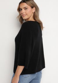 Born2be - Czarny Sweter z Wełną i Krótszym Rękawem Dannalie. Okazja: na co dzień. Kolor: czarny. Materiał: wełna. Długość rękawa: krótki rękaw. Długość: krótkie. Styl: elegancki, casual #5