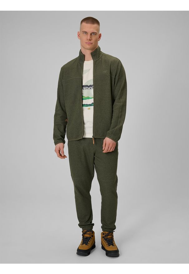 4f - 4F Spodnie dresowe joggery męskie - khaki S. Kolor: wielokolorowy, brązowy, oliwkowy. Materiał: dresówka. Wzór: gładki