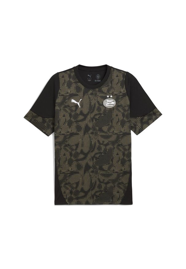 Puma - Męska koszulka treningowa PSV Eindhoven PUMA Black Loden Green. Kolor: czarny, zielony, wielokolorowy. Sport: piłka nożna