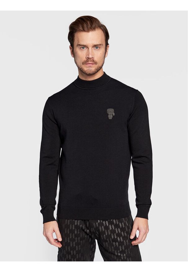 Karl Lagerfeld - Sweter KARL LAGERFELD. Typ kołnierza: dekolt w karo. Kolor: czarny