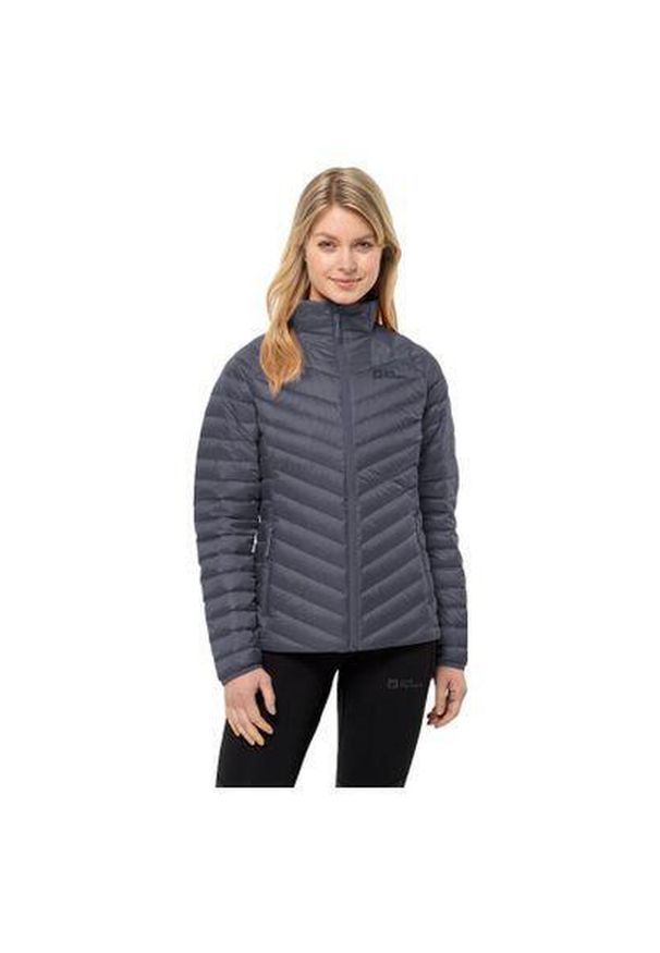 Kurtka turystyczna damska Jack Wolfskin Frozen Palace. Kolor: szary. Materiał: puch, poliamid. Sezon: zima. Sport: turystyka piesza