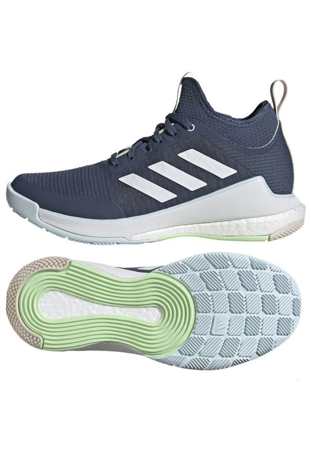 Adidas - Buty do siatkówki adidas Crazyflight Mid W IG3971 niebieskie. Zapięcie: sznurówki. Kolor: niebieski. Materiał: tkanina, syntetyk, guma. Szerokość cholewki: normalna. Sport: siatkówka