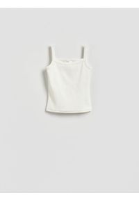 Reserved - Top z bawełną - biały. Kolor: biały. Materiał: bawełna