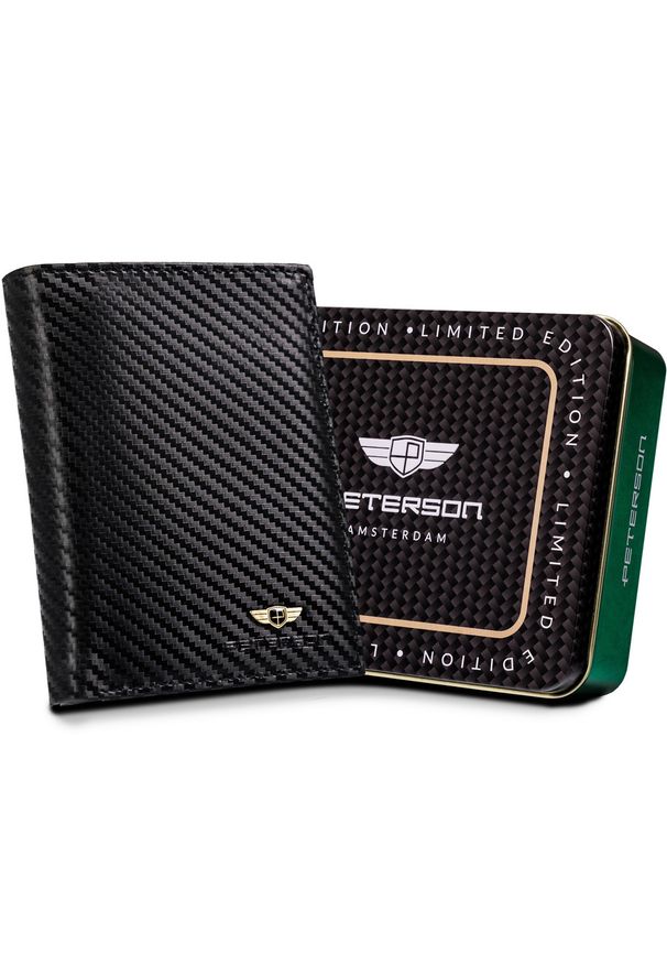 Portfel skórzany Peterson czarny PTN 303-CA-6570 Black. Kolor: czarny. Materiał: skóra
