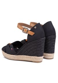 TOMMY HILFIGER - Tommy Hilfiger Espadryle Basic Opened Toe High Wedge FW0FW04784 Czarny. Kolor: czarny. Materiał: materiał #5