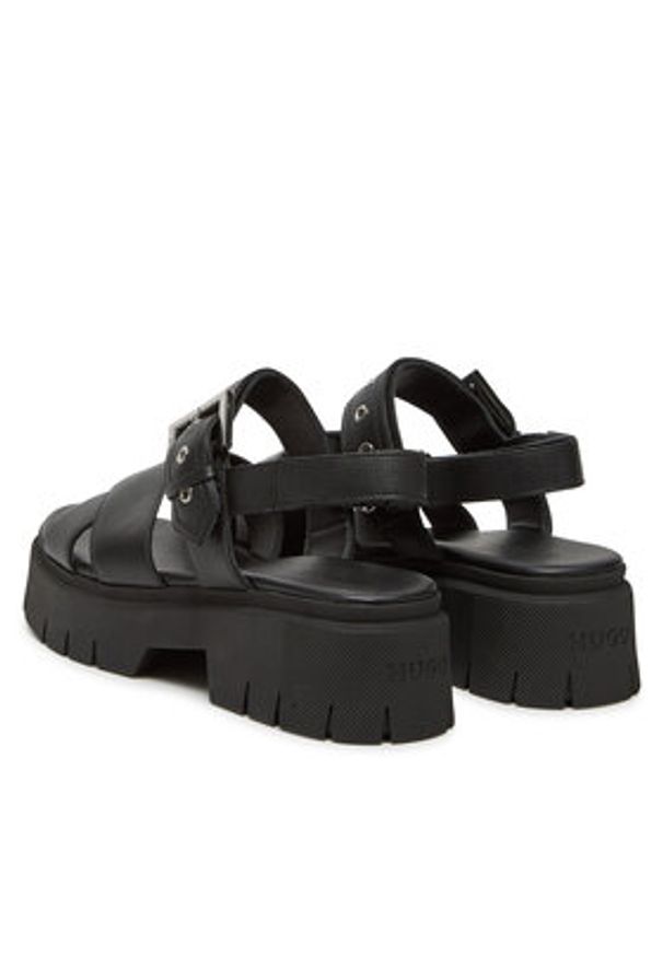 Hugo - HUGO Sandały Kris_Sandal_BKNA 50542072 Czarny. Kolor: czarny. Materiał: skóra