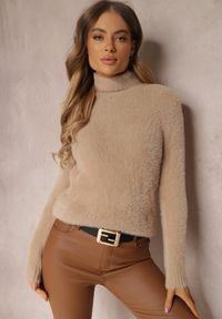 Renee - Beżowy Golf Wełniany Kedrindas. Typ kołnierza: golf. Kolor: beżowy. Materiał: wełna. Długość rękawa: długi rękaw. Długość: długie #3