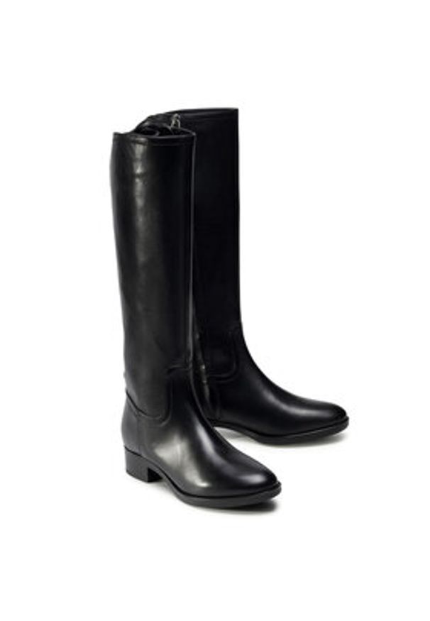 Geox Oficerki D Felicity A D04G1A 00043 C9999 Czarny. Kolor: czarny. Materiał: skóra