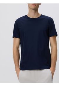 Reserved - T-shirt regular z modalem - granatowy. Kolor: niebieski. Materiał: dzianina #1
