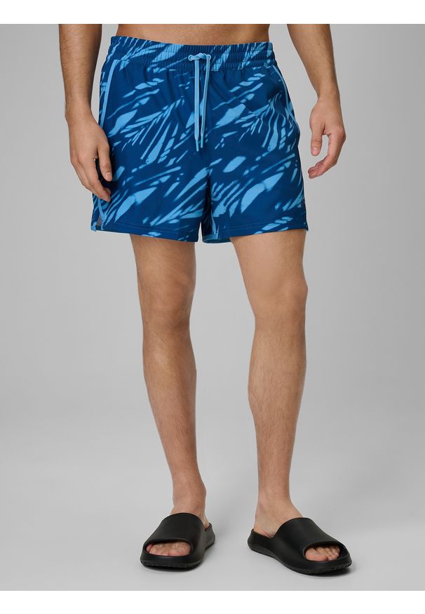 4f - 4F Spodenki plażowe boardshorty męskie - turkusowe S. Kolor: turkusowy. Materiał: tkanina, skóra, materiał