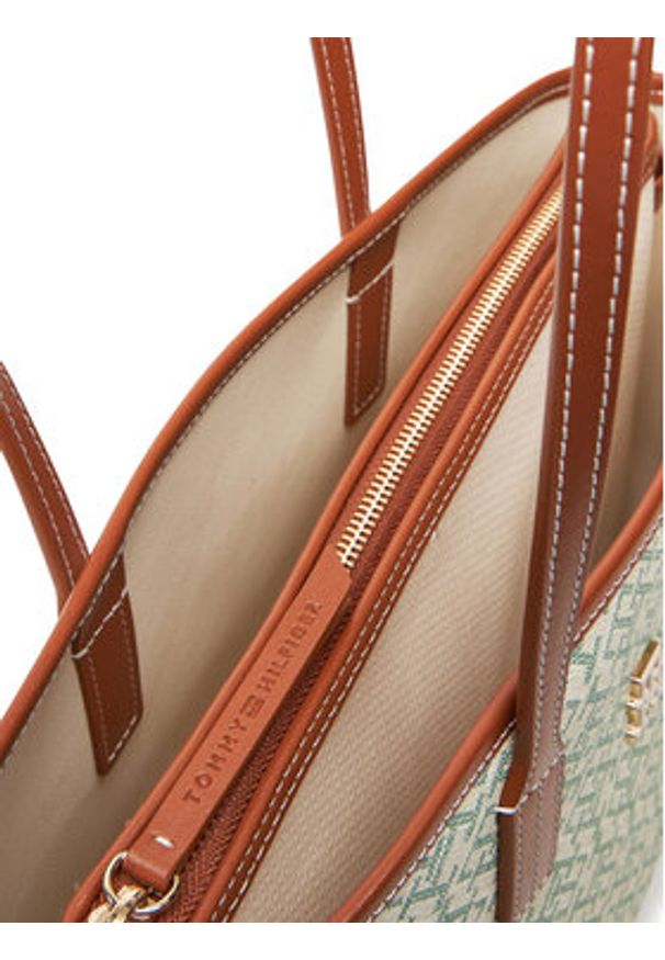 TOMMY HILFIGER - Tommy Hilfiger Torebka Th Monoplay Leather Mini Tote AW0AW17415 Zielony. Kolor: zielony. Materiał: skórzane