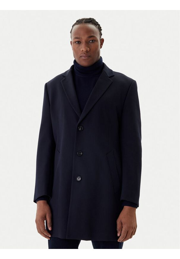 Bugatti Płaszcz wełniany 821628-84221 M Granatowy Regular Fit. Kolor: niebieski. Materiał: syntetyk