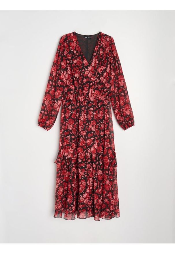 Sinsay - Szyfnowa sukienka maxi - wielobarwny. Długość: maxi