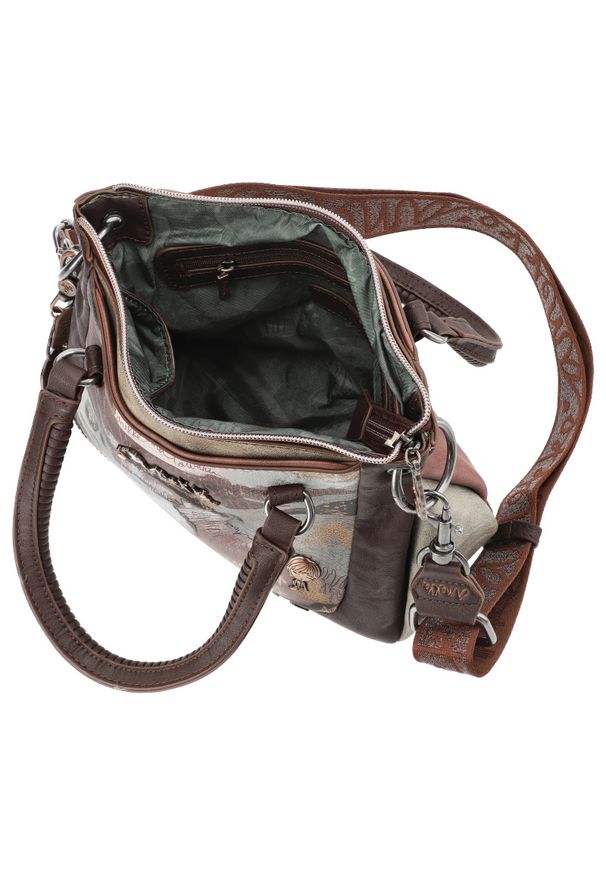 Brązowa Torebka Anekke Modny Kuferek Damski Premium. Kolor: brązowy. Wzór: nadruk. Materiał: skórzane. Styl: casual. Rodzaj torebki: na ramię