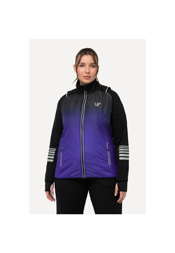 ULLA POPKEN - Damskie Kurtka funkcyjna 2 w 1 odpinane rękawy kamizelka odblaski. Kolekcja: plus size. Kolor: fioletowy. Materiał: materiał, poliester, elastan