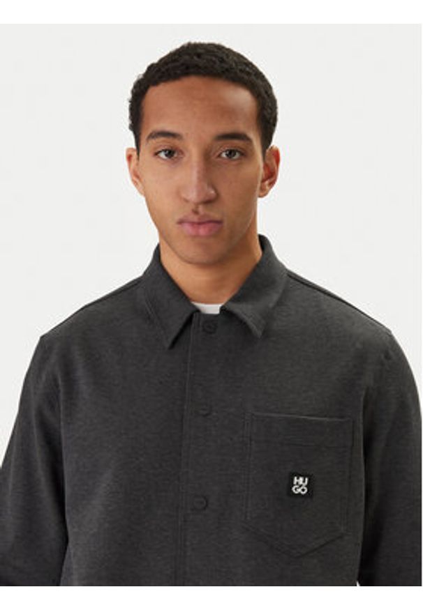 Hugo - HUGO Koszula Enaso 50556440 Szary Oversize. Kolor: szary. Materiał: bawełna