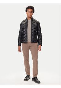 JOOP! Kurtka skórzana 17 Boys 1500150 80000851 Czarny Regular Fit. Kolor: czarny. Materiał: skóra